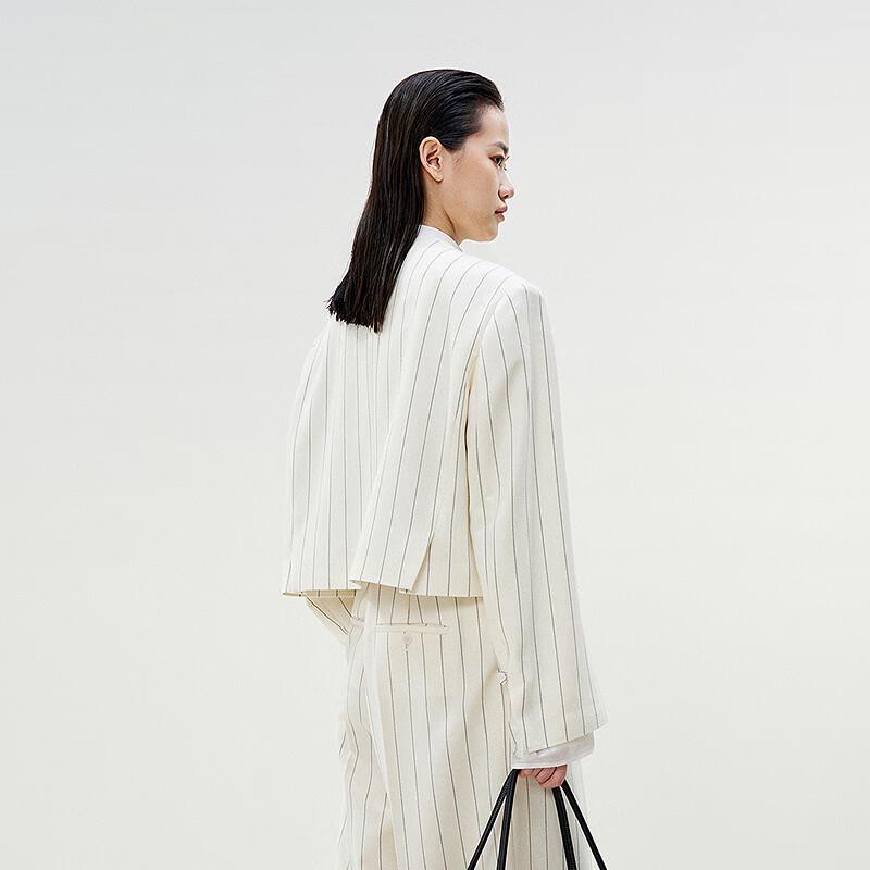 Women's Striped Loose Fit Short Blazer