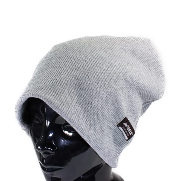 AVIREX Knit Cap Men's Women's Knit Hat REVERSIBLE Popular Trend Brand Autumn Winter Gift (Gray)