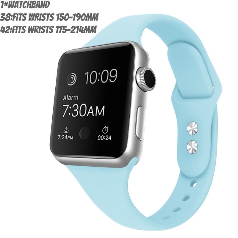 Apple Watch Band Slim Waist Silicone Strap Double Buckle Lightweight Fitness