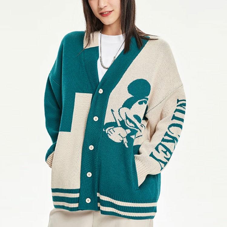 Li Ning X Disney Mickey Mouse Pattern Sweater Unisex sweater Blue-Spruce-Green AMBR006-1