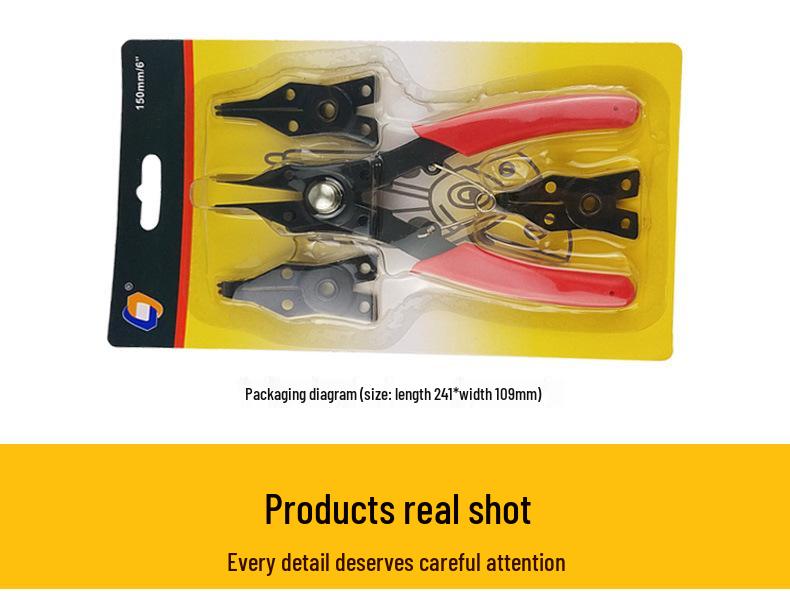 Large Size Multifunctional Four-in-One Circlip & Snap Ring Pliers Set for Internal/External Use