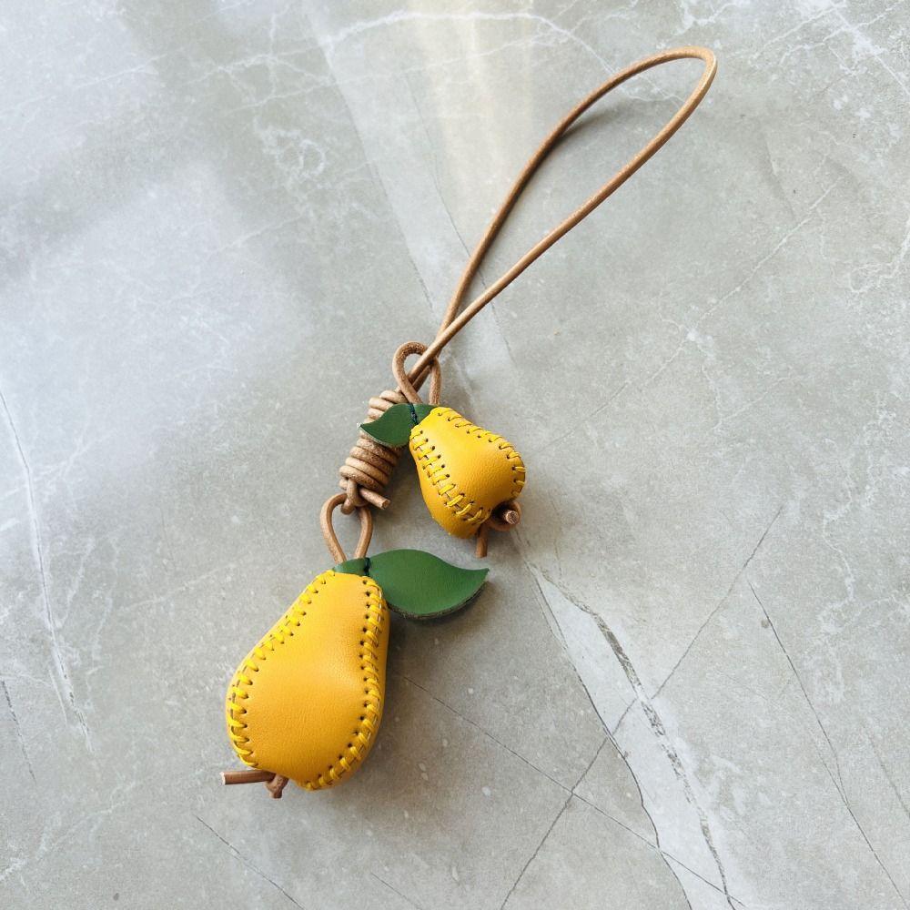 Strawberry Fruit Pendant Pear Bag Pendant Cute Leather Keychain Women