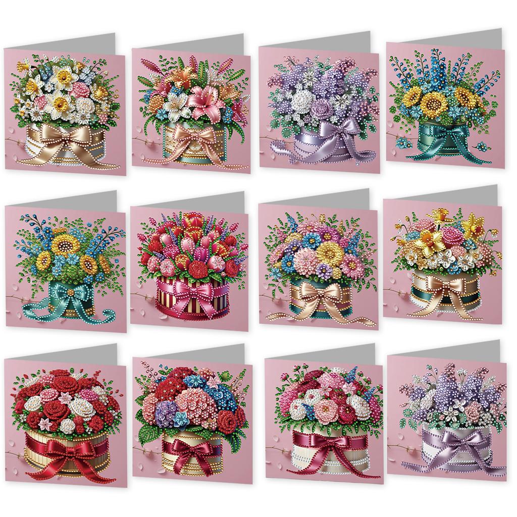 12 Packs DIY Diamond Art Painting Greeting Card Kit Diamond Art Greeting Cards for Beginner Adult Birthday Holiday Blessing