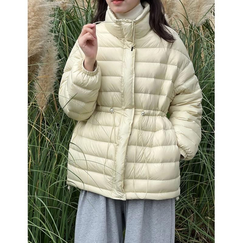 Johnature Koreanische 90% Weiße Entendaunen Warme Jacke Für Damen Winter Kordelzug Taille Kurze Mäntel