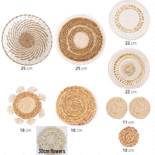 Bohemian Woven Wall Basket Set - Handwoven Hanging Decor for Living Room or Entrance