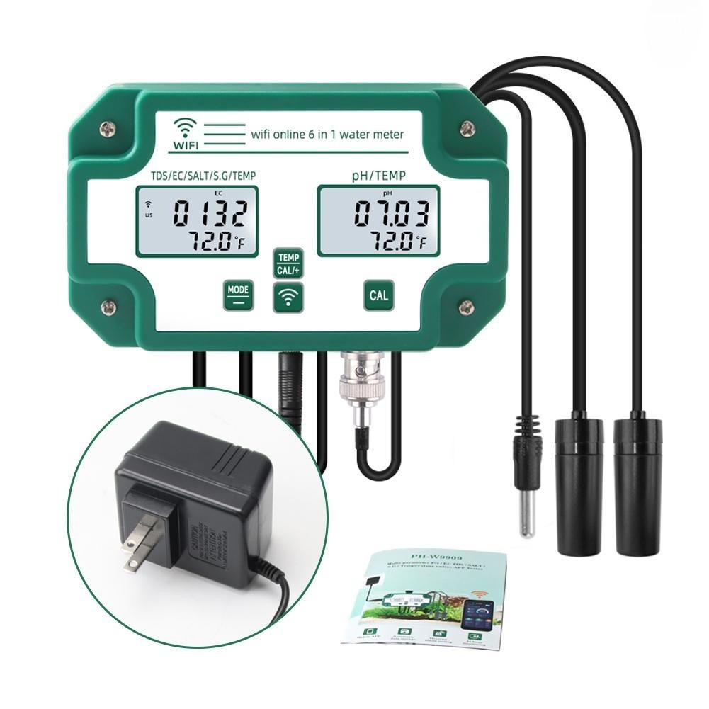 6 In 1 Water Quality Tester Multi-Parameter Water Quality Monitor Digital PH/Total Dissolved Solids/EC/SG/Salt/Temp Meter
