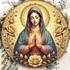 Religious Metal Wall Art Gold Halo Roses Rustproof Fade Resistant Indoor Church Decor