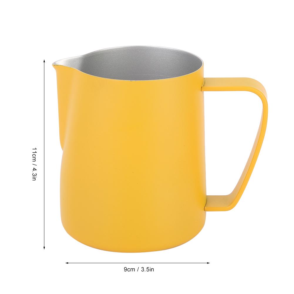 600ml Stainless Steel Milk Frothing Cup Jug Pitcher Latte Art for Home Coffee Shop UseYellow