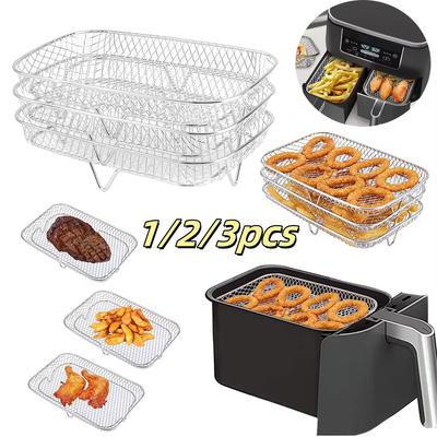 Air Fryer Universal Accessories Metal Oven Air Fryer Racks For Baking Stackable Grill Skewer Rack Fit All Airfryer 4.2Qt - 5.8Qt