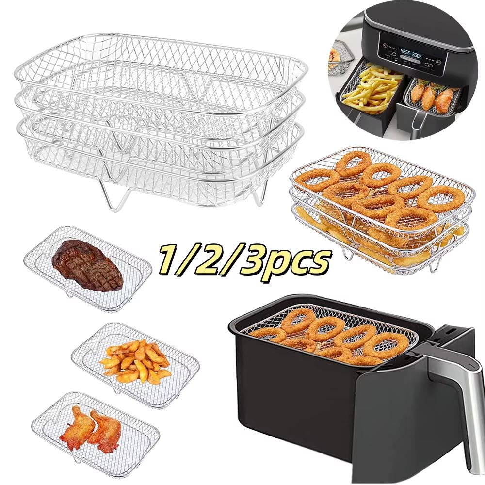 Air Fryer Universal Accessories Metal Oven Air Fryer Racks For Baking Stackable Grill Skewer Rack Fit All Airfryer 4.2Qt - 5.8Qt