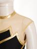 Girls Gymnastics Leotard: Metallic Striped Sheer Mesh Patchwork Keyhole Back Sleeveless Bodysuit for Dance Performance