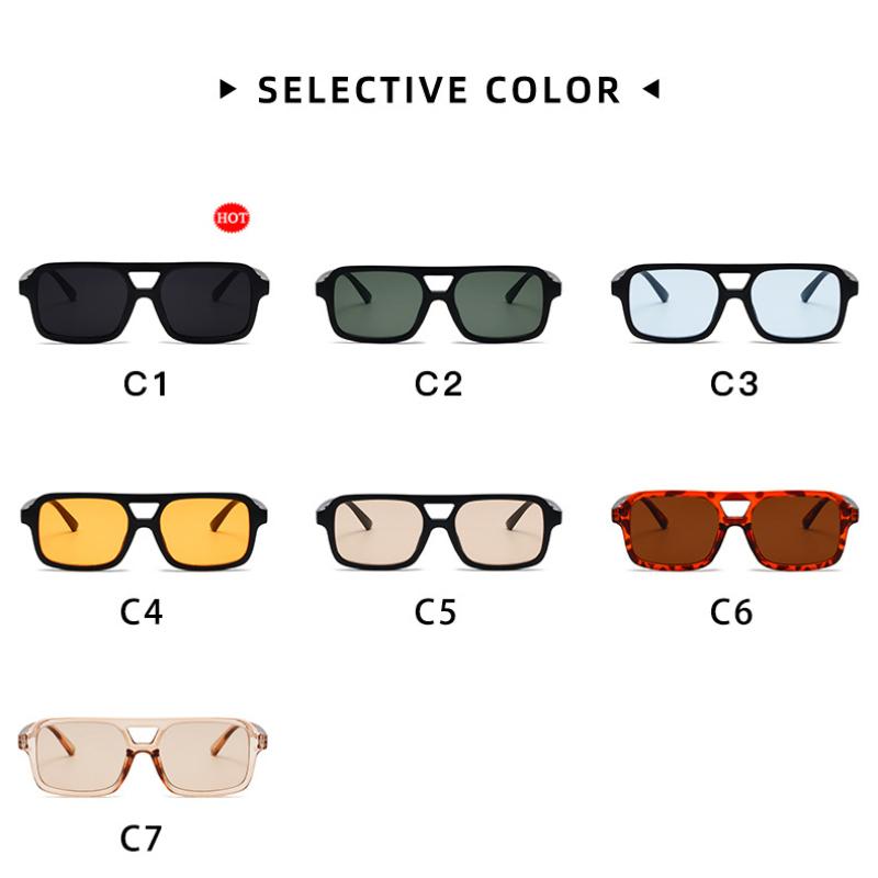 Women's sunglasses, men's and women's fashion square large-frame double-beam sunglasses