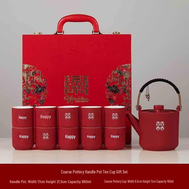 Wedding Tea Set: Teacups & Teapot Gift for Newlyweds, Perfect for Tea Ceremony, Toasting, & Dowry Souvenir