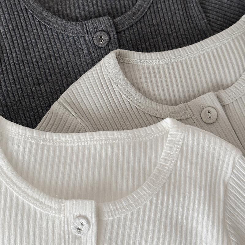 2025 A-typ Enfärgad Ribbad Baby Krypande Romper - Ins Stil