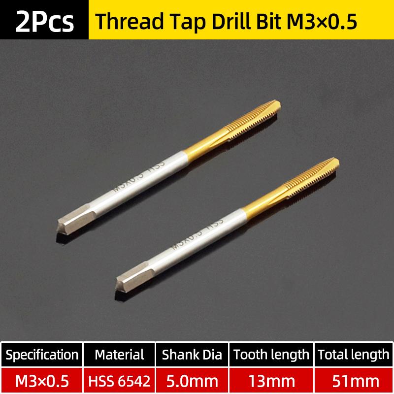 HSS 6542 Титановая машина Спиральная точка Прямая рифленая винтовая резьба Метрическая пробка Ручной метчик Сверло 3-8 мм Набор саморезов