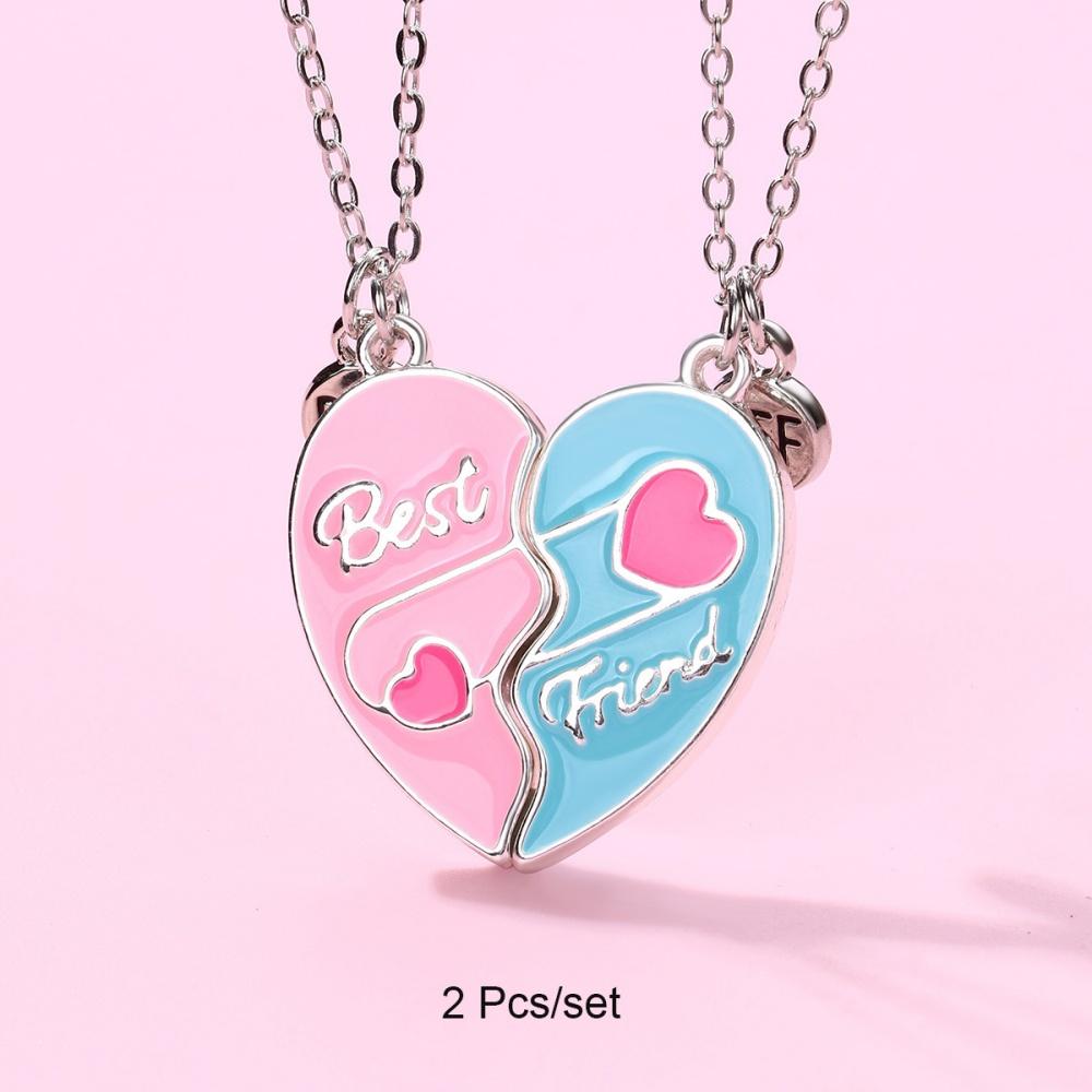 3 Pcs/set Best Friends Pendant Necklace For Woman Magnetic Adjustable Rainbow Daisy Lover Broken Heart Chain BFF Jewelry Gifts