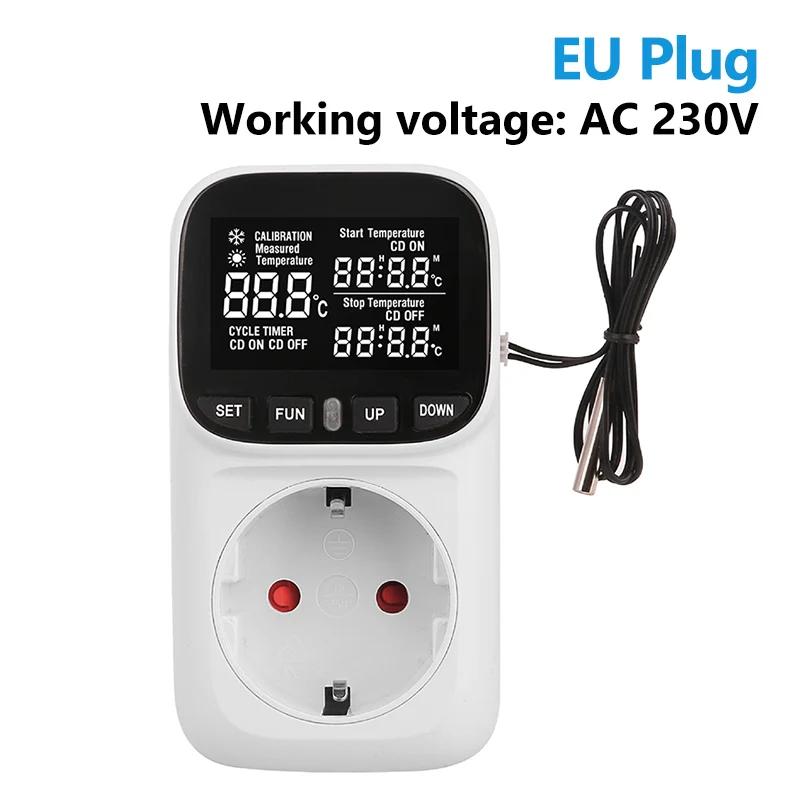 

-40-120 градусов цифровой регулятор температуры розетка термостат с таймером переключатель ЕС/США/Великобритания вилка отопление охлаждение для аквакультуры