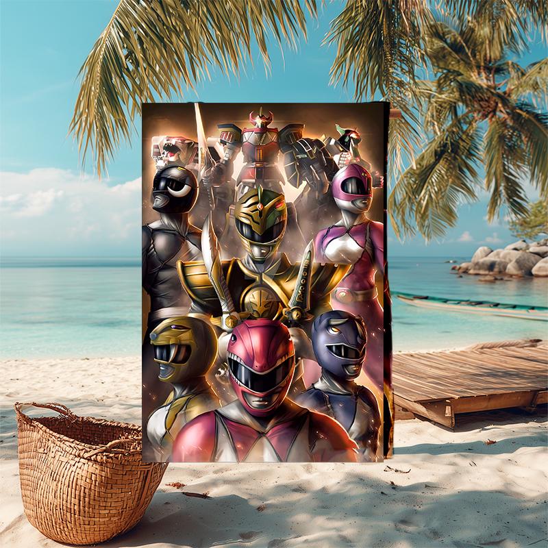 1pc Mighty Morphin Power Rangers3 Beach Towel, Comfortable and Thick, and Swimming/Bath/Picnic/Camping Towel, Suitable for Seaside Beaches