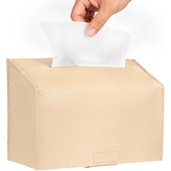 Livelab Paper Towels Cover Compatible with Kleenex Disposable Paper Hand Towels, PU Leather Tissue Box Holder Dispenser for Tabletop, Bathroom, Car,