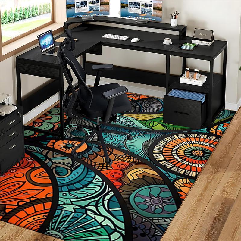 1pc Colorful Mandala Office Chair Mat - Festival Gift, Seasonal Decor, Suitable for Home and Office Use.P041