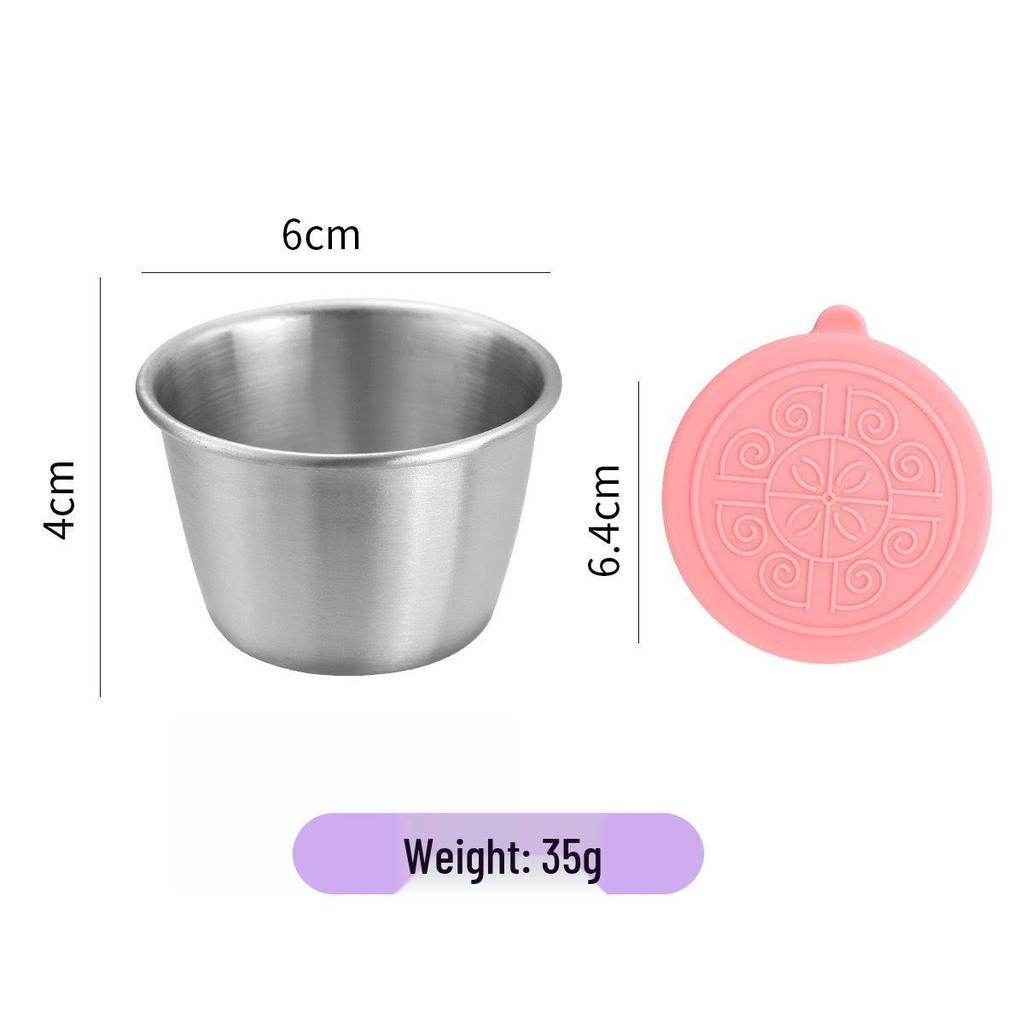304 Stainless Steel Sauce Container with Silicone Lid, Sealed, for Outdoor Use and Seasoning.