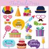 Accessories Birthday Happy With Humorous Paper Props For Family Kids Parties