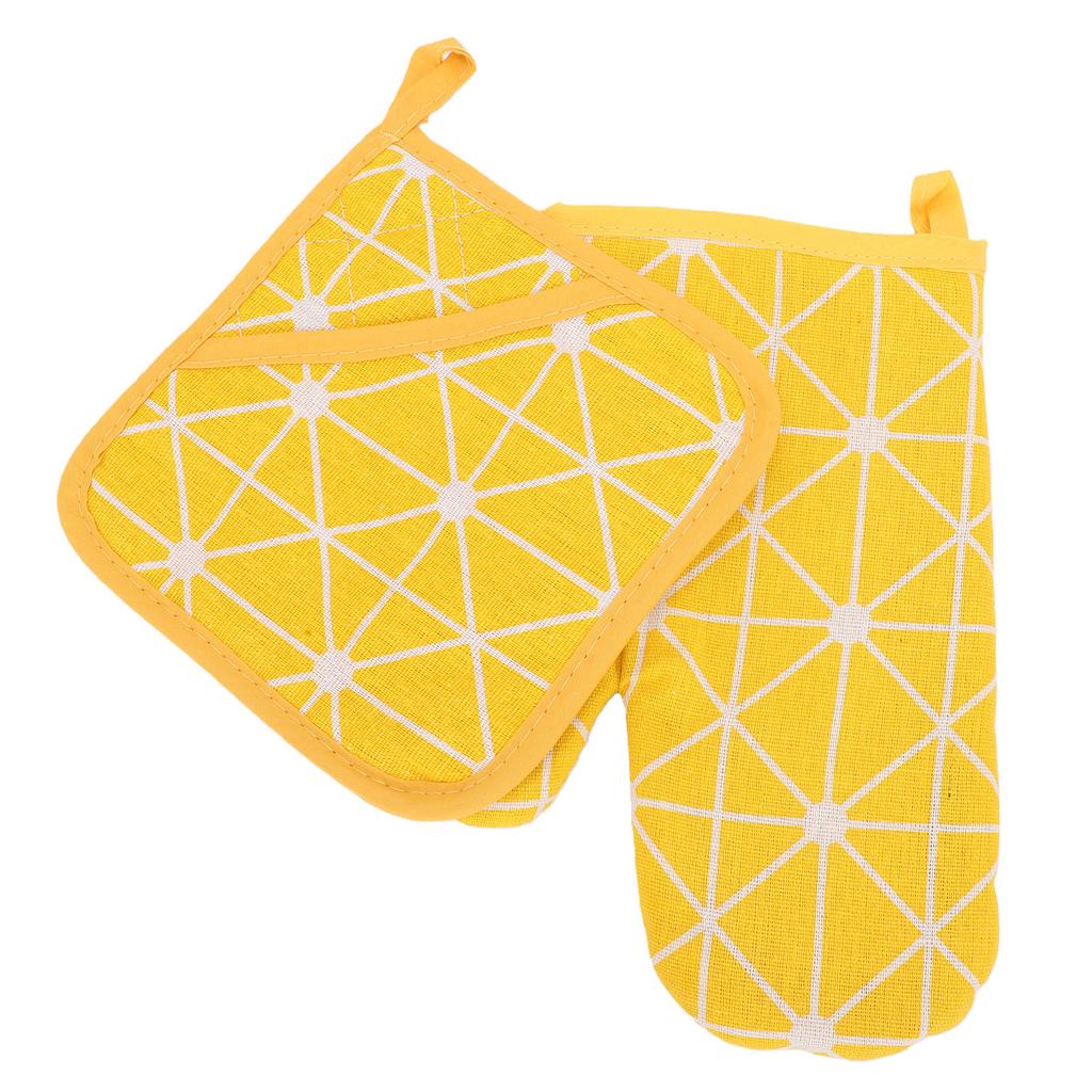 Oven Mitt Pot Holder Set Anti Scald Heat Proof Thickened Cotton Oven Mitten with Hot Pad for Kitchen Baking