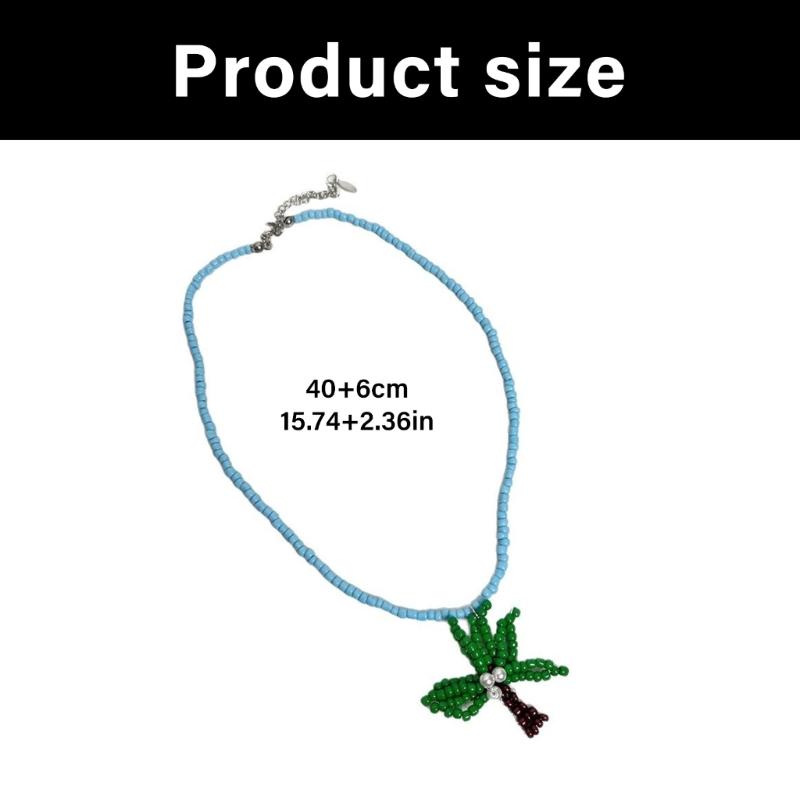 Bohemian Coconut Tree Pendant Necklace With Shell Beads Alloy Acrylic Layer Chain Jewelry for Women Beach Vacation