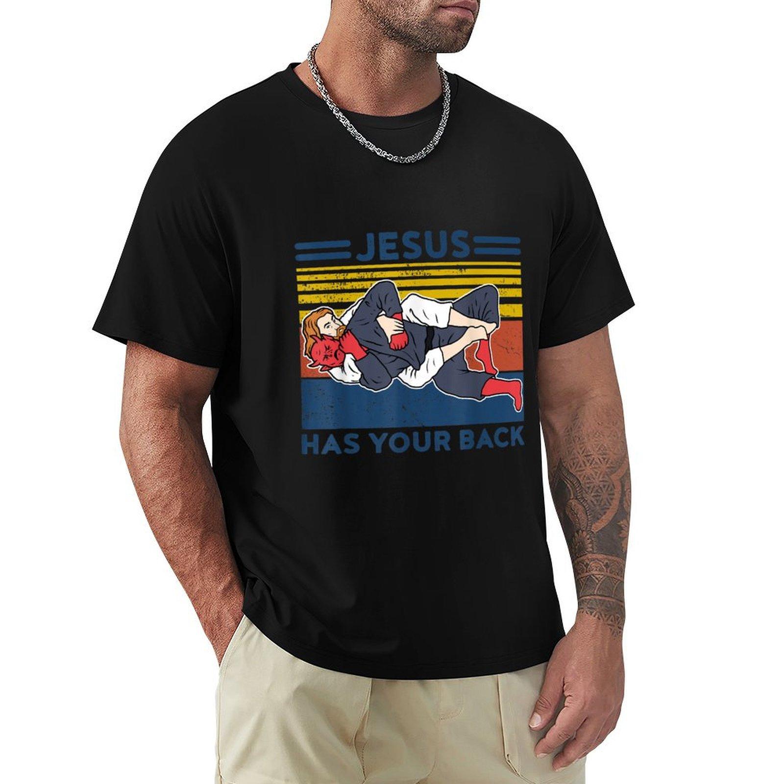 

Jiu Jitsu s Jesus Has Your Back Mens BJJ MMA Jujitsu TShirt plain customs anime t shirts t shirts men 4XL