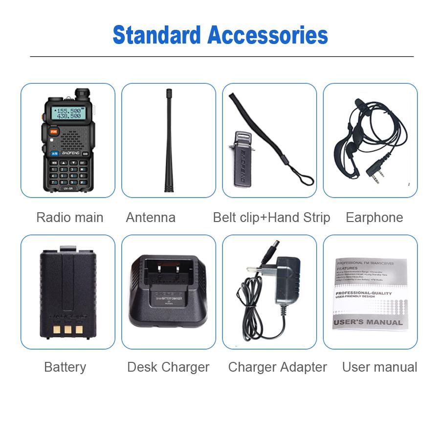 BaoFeng Walkie Talkie UV-5R Two Way CB Radio 5 Colors Bao Feng UV5R 128CH 5W VHF UHF 136-174Mhz & 400-520Mhz