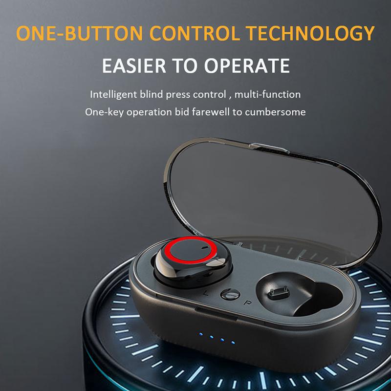 Y50 Bluetooth Earphones Outdoor Sports Wireless Headset 5.0 With Charging Bin Power Display Touch Control Headphones Earbuds