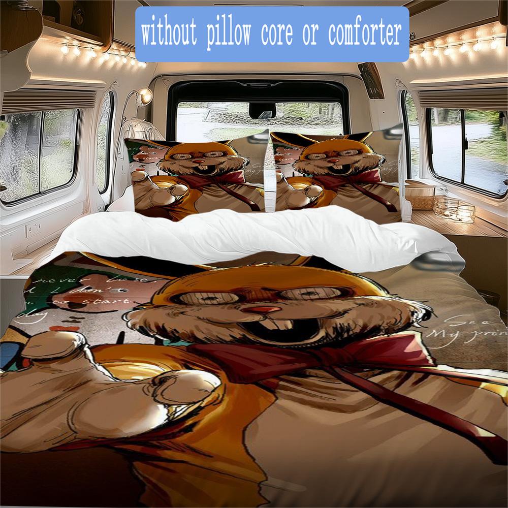 Horror Rabbit Pattern Bedding,Quilt Set Quilt Cover Pillowcase Home Birthday Gift (1*duvet Cover+2*pillowcase,without core)ZSJT0917286