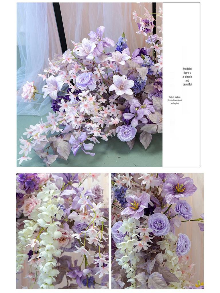 Purple Themed Wedding Arch Decoration: European Style Artificial Floral Art