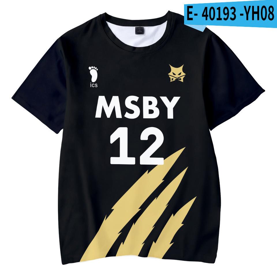 

Летняя футболка с круглым вырезом и 3D-принтом волейбольной команды «Черные волки» для молодежи, модная повседневная мужская футболка с коротким рукавом XS