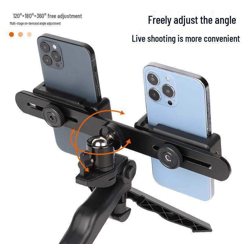 4S Auto Show & Outdoor Photography Tripod: Dual Phone Stand for Live Streaming and Desktop Shooting