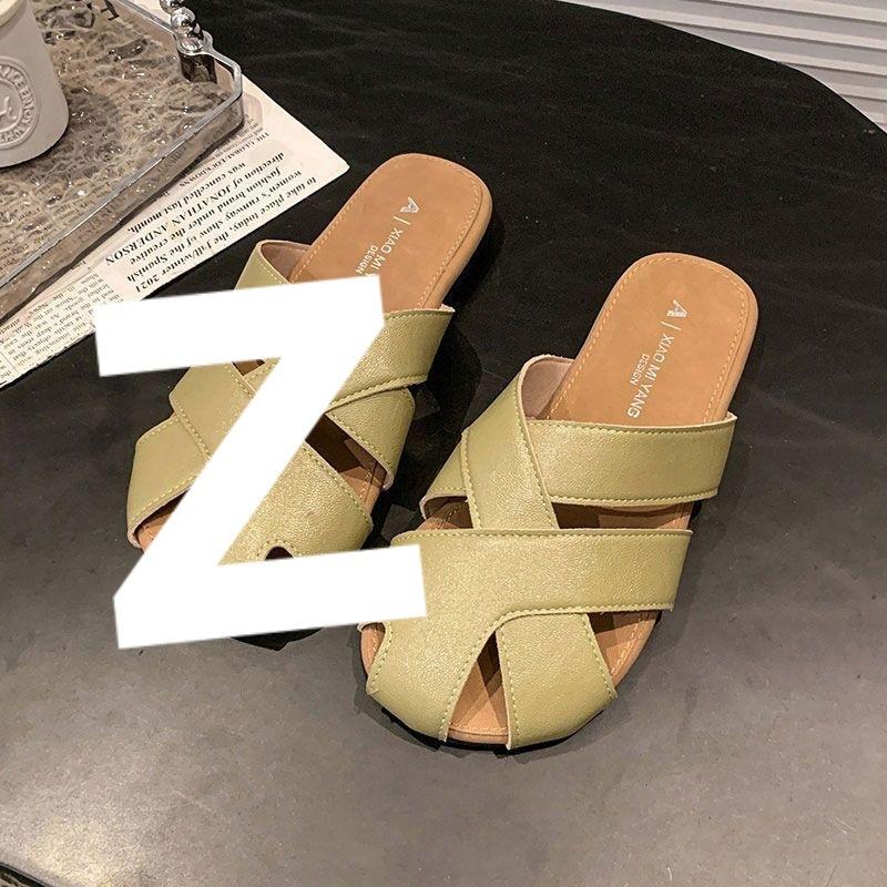 Flat-bottomed bag head cool slippers women's summer wear new hollow hole shoes one foot lazy half slippers