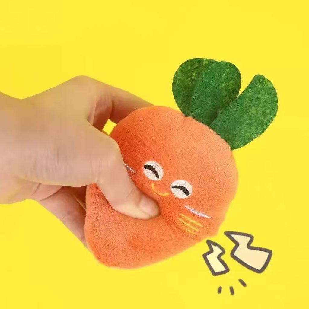 Grönsaksformad Hundtugg- och Leksak Mjuk Morot Husdjursleksak med Knaster & Pip Ljud Rengörande Tandgnissling Lindring för Valp & Vuxna Hundar