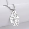 Vintage Celtics Knot Fox Pendant Necklace Viking Animal Loki Dragon Nordic Amulet Stainless Steel Jewelry Gift for Men Women
