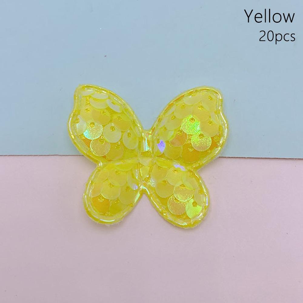 20Pcs Sew On Glitter Sequins Butterfly Patches 40x35mm Clothes Patches  Hat Shoes Sewing