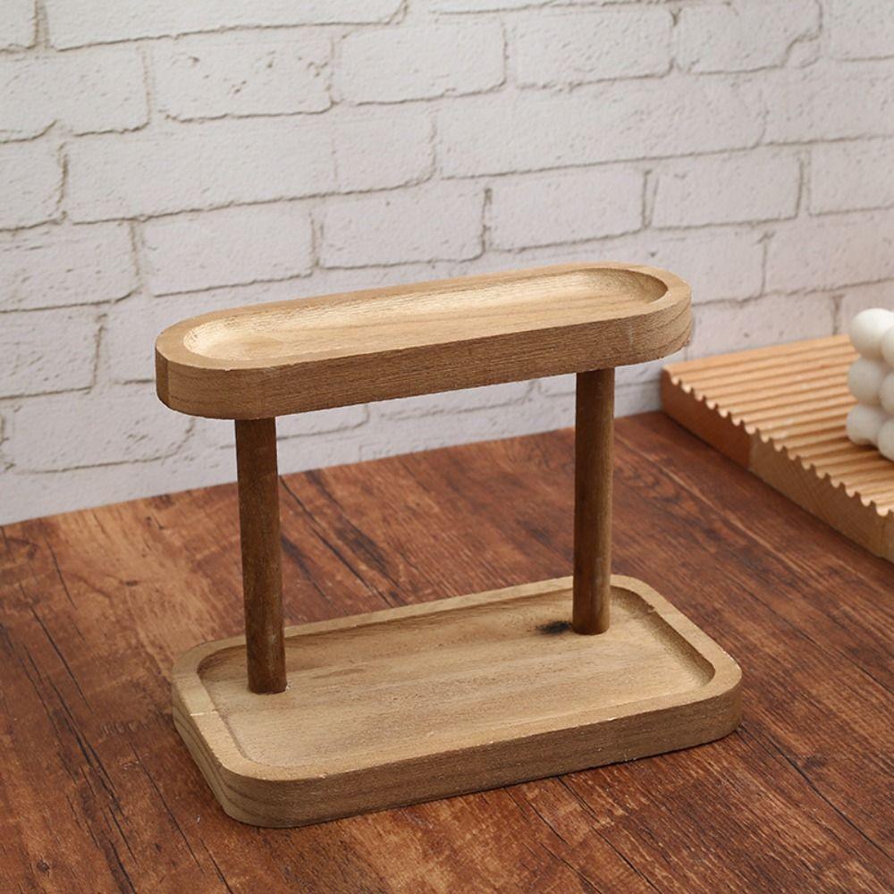 Nature Wood Jewelry Storage Rack Cosmetics Shelf Desktop Organizer  Office
