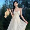 Elegant Off-Shoulder Backless Maxi Dress Women Floral Jacquard Lightweight Vacation In Beige Loose Waist Sleeveless 2025 New Arrival