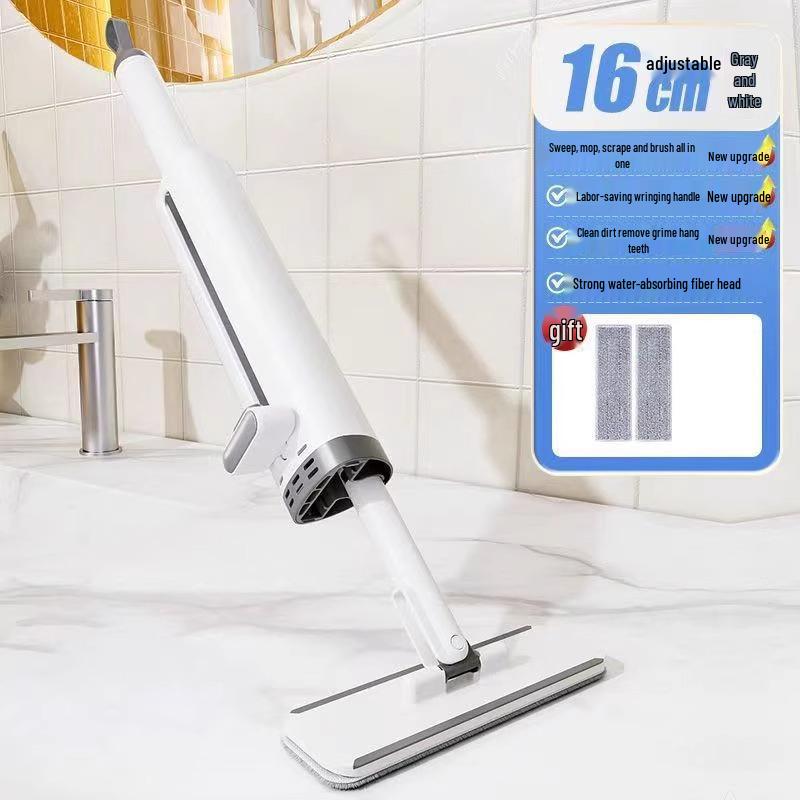Compact Hands-Free Flat Mop - Lightweight, Absorbent for Kitchen, Bathroom, and Countertops