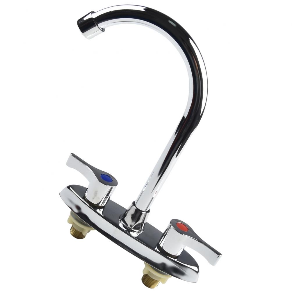 Brass Double Hole Handle Kitchen Faucet Suitable For Kitchen