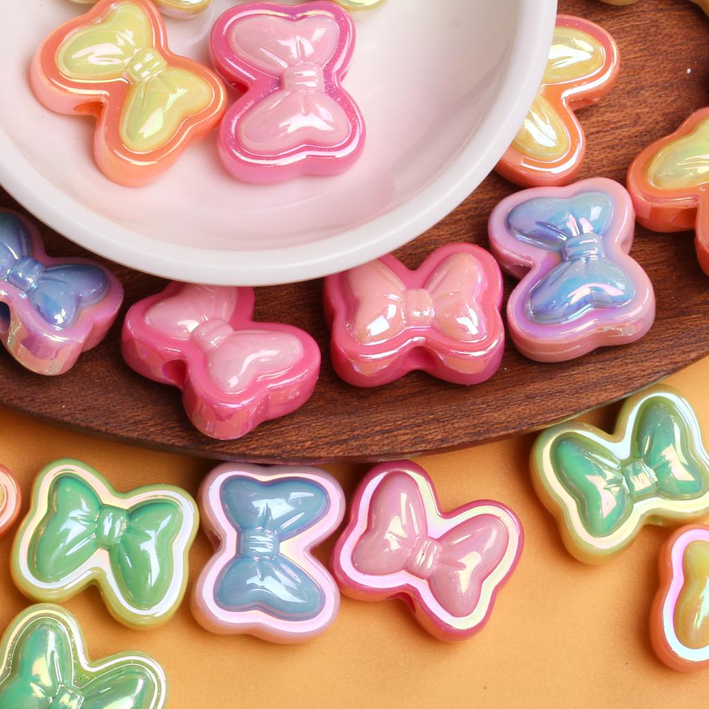 10 bucăți acrilic UV dublă culoare Stereo bowknot margele DIY bijuterii accesorii brățară cercei materiale