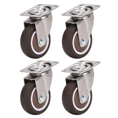 4PCS Heavy Duty Plate Casters Soft Rubber Chrome Plated Shock Resistance 2in Caster Wheels for Furniture
