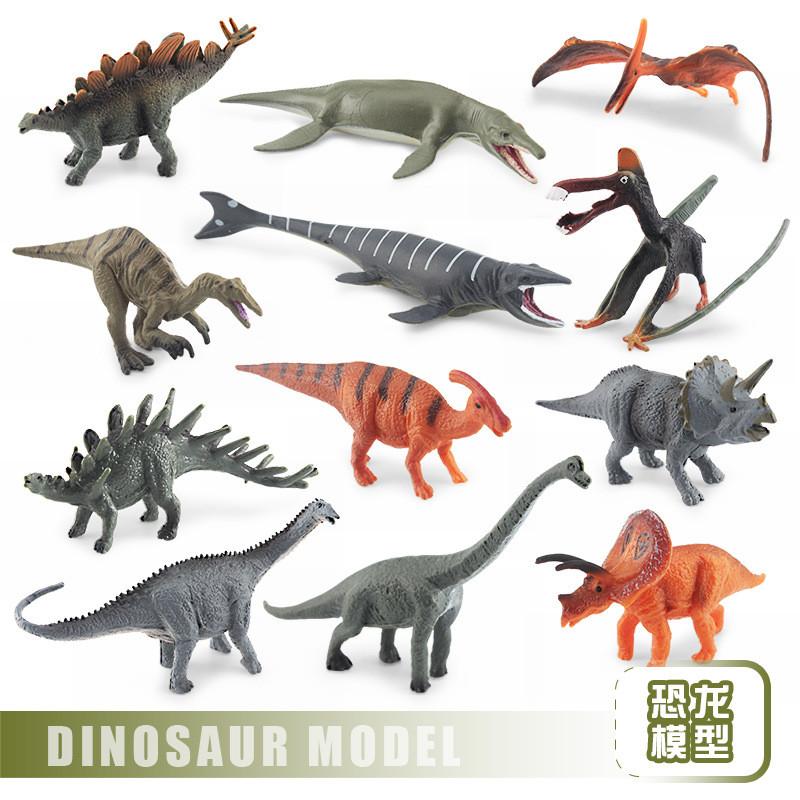 Detailed Mini Dinosaur Statues Triceratops Stegosaurus Velociraptor Pterosaur For Collection