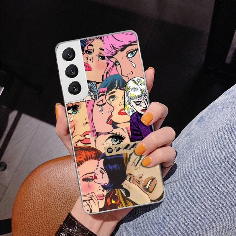 Brokenhearted Anime Girl Phnoe Case for Samsung Galaxy S26 S25 Edge S23 S24 Ultra S22 Plus S21 S20 FE Unique Cover Soft Coque Ga