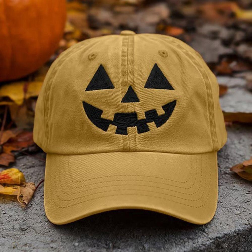 UV Protection Embroidered Pumpkin Hat Breathable Sunshade Cap Fashion Halloween Baseball Cap Party
