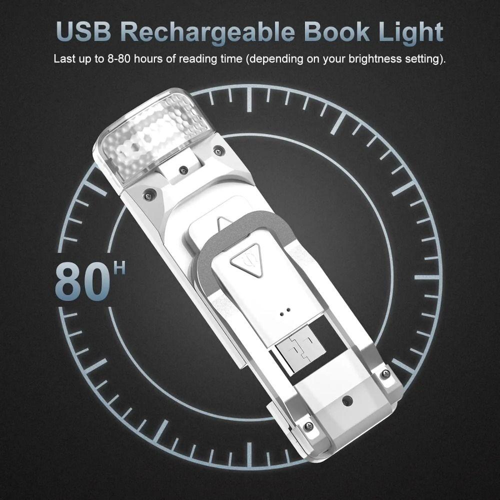 Mini LED Clip on Book Light Rechargeable Flip Mini LED Book Light Dimmable 5 Color Light Clip Desk Light Office