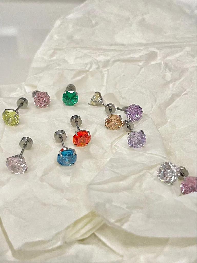6mm Millennium Rose Cut Zircon Flat Back Earrings - Sweet & Spicy Bling for Cartilage & Conch.